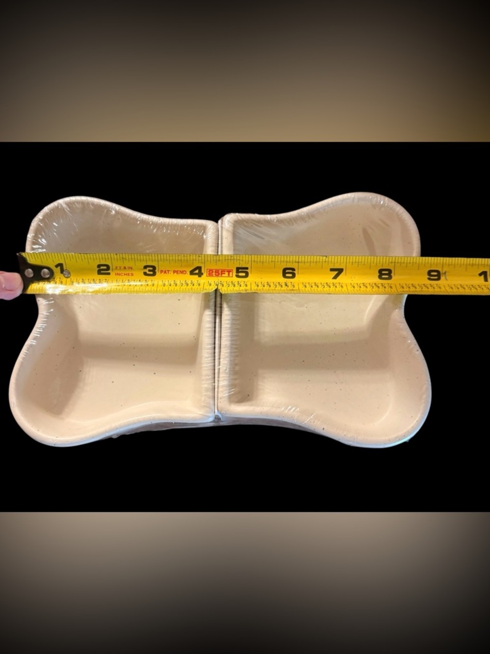 Double Bone-Shaped Ceramic Pet Bowl Cream New In Wrapping - Picture 4 of 8